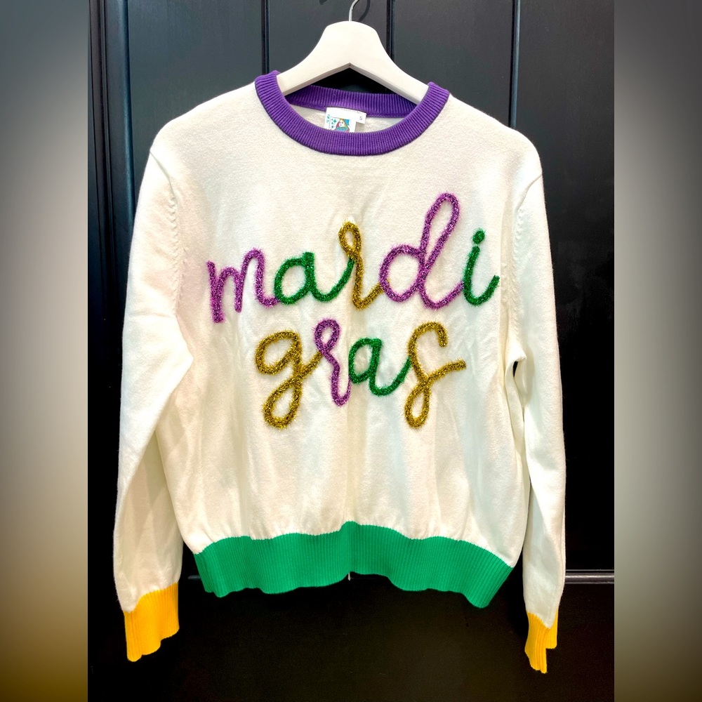 Queen of Sparkles Mardi Gras sweater